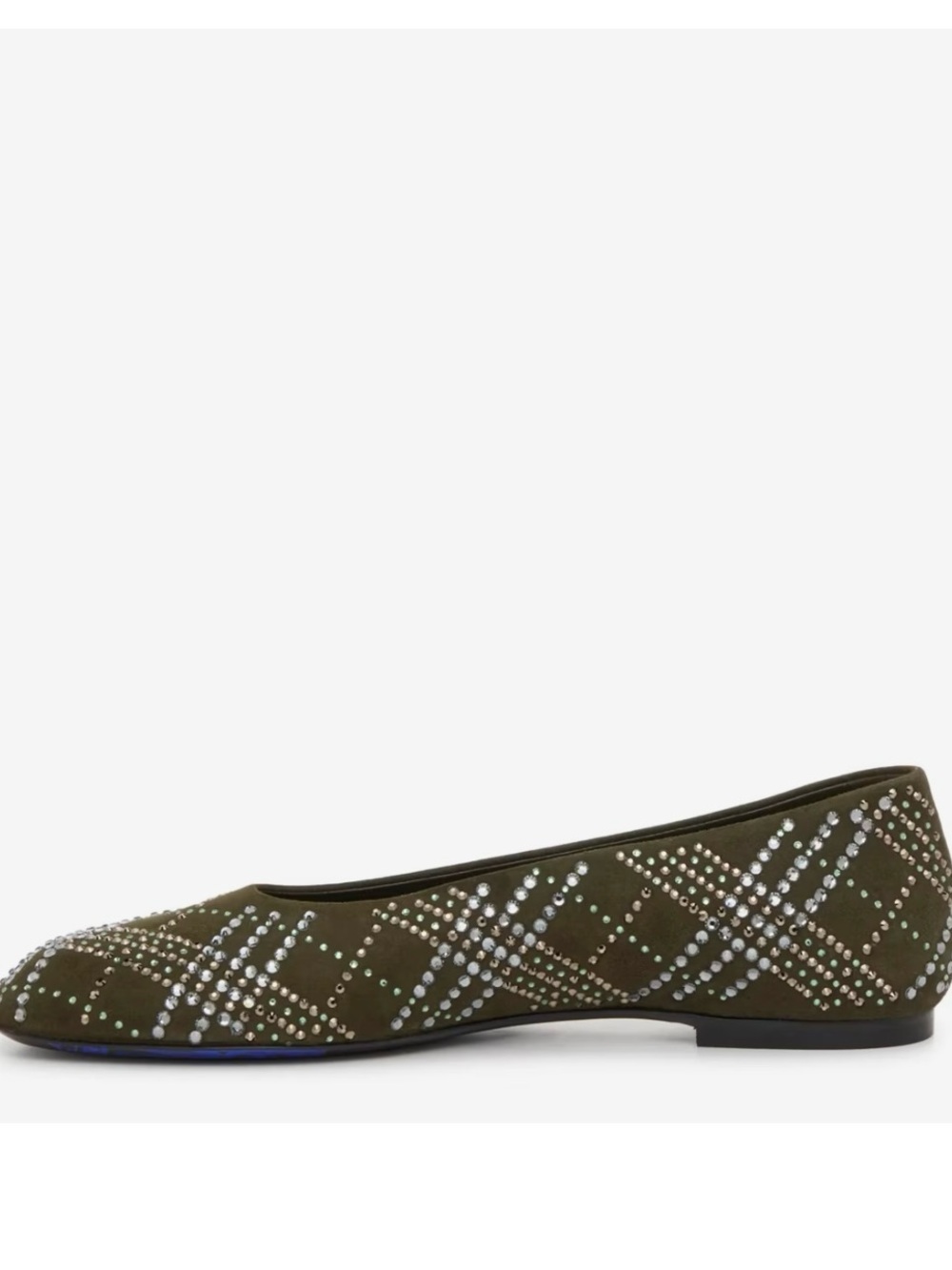 Burberry Olive Studded Plaid Inspired Women's Ballet Flats - Picture 4 of 13